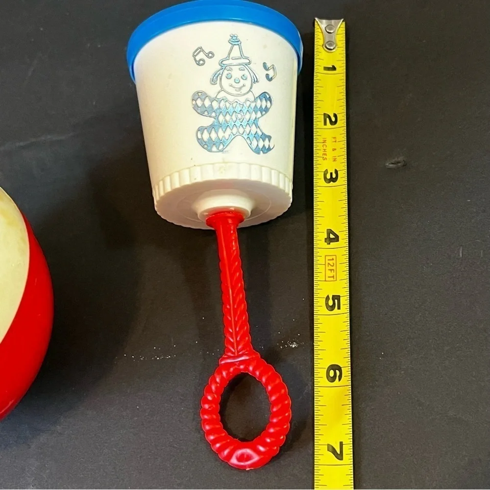SaniToy Roly Poly Weeble Wobble Clown/ Plastic Rattle Circus Retro Vintage 1977
